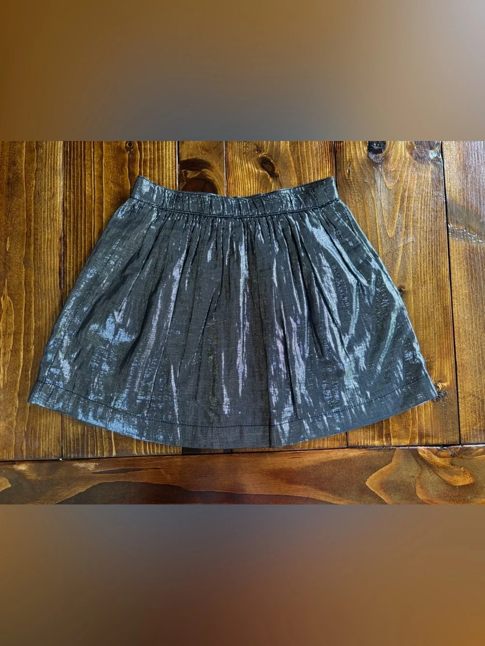 babyGap Girls Black/Silver Metallic Pleated Pull-On Skirt Elastic Waist 4Y